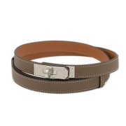 エルメス ケリーベルト 18 レディース エプソン エトゥープ シルバー  