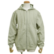 エルメス フーデッド ジップアップパーカー ナイロン混 グリーン
