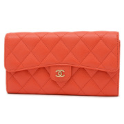 CHANEL シャネル 長財布　マトラッセ　オレンジレッド　ラムスキン♡ CHANEL シャネル 長財布 マトラッセ オレンジレッド ラムスキン