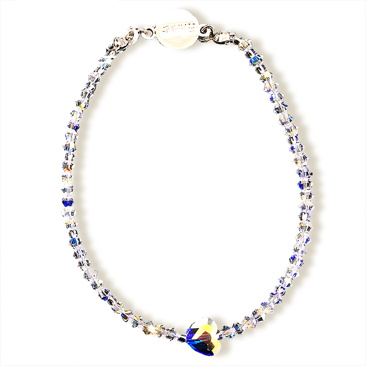 【クリスタルのハートが可愛い！】　ジュジュブレスレット　-シングル- クリスタルハート