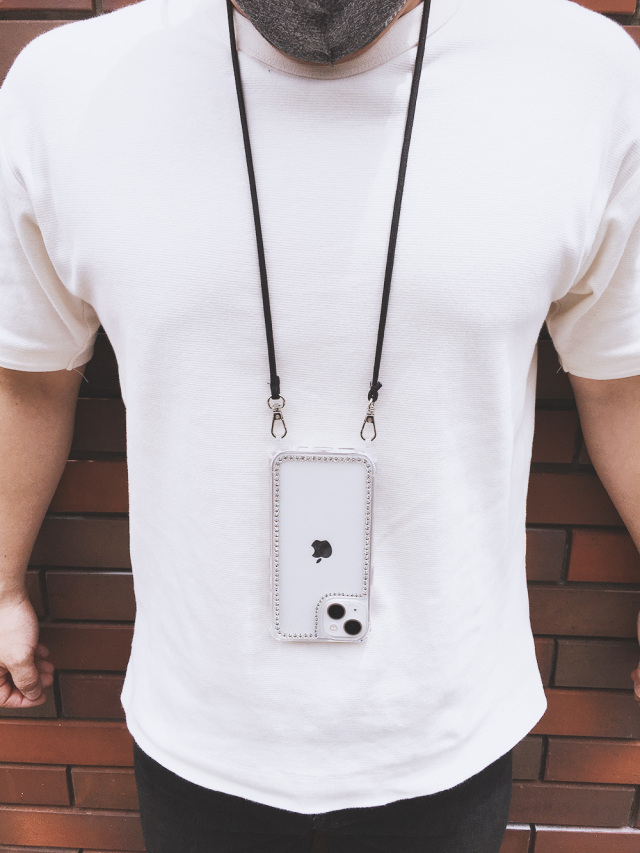 BRINIKE】キラキラクリスタルデコ スマホショルダーケース【ストラップ