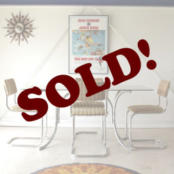 ダイニングセット・ガラステーブル・クロムチェア・５点セット・イギリス・ビンテージ・アンティーク