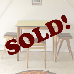 イギリス・ダイニングテーブル・Formica・イエロー・作業台・シャビー・アンティーク・ビンテージ