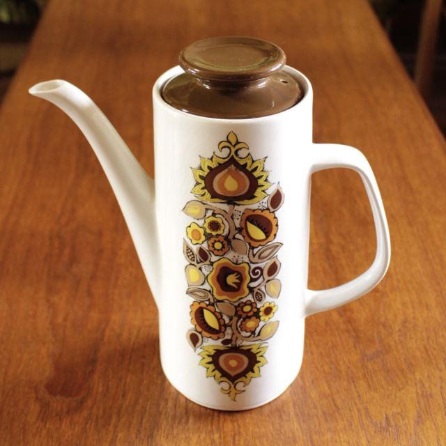 ヴィンテージ食器で暮らしに彩りを添える J G Meakin イギリス製ビンテージ コーヒーポット フラワー柄 レトロ食器アンティーク 雑貨ブロカント