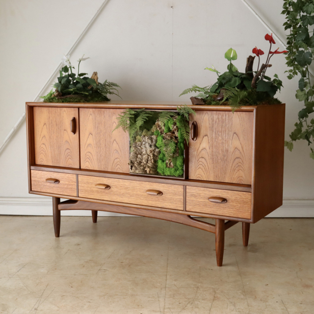 ジープラン（G-plan）製ビンテージのサイドボード　植栽