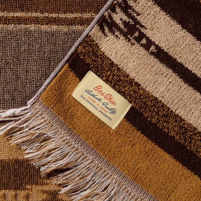 basshu今治コットンパイルブランケット Native Border BROWN　888004