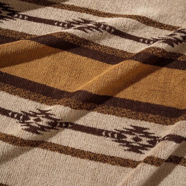 basshu今治コットンパイルブランケット Native Border BROWN　888004