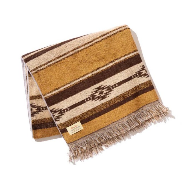 basshu今治コットンパイルブランケット Native Border BROWN　888004