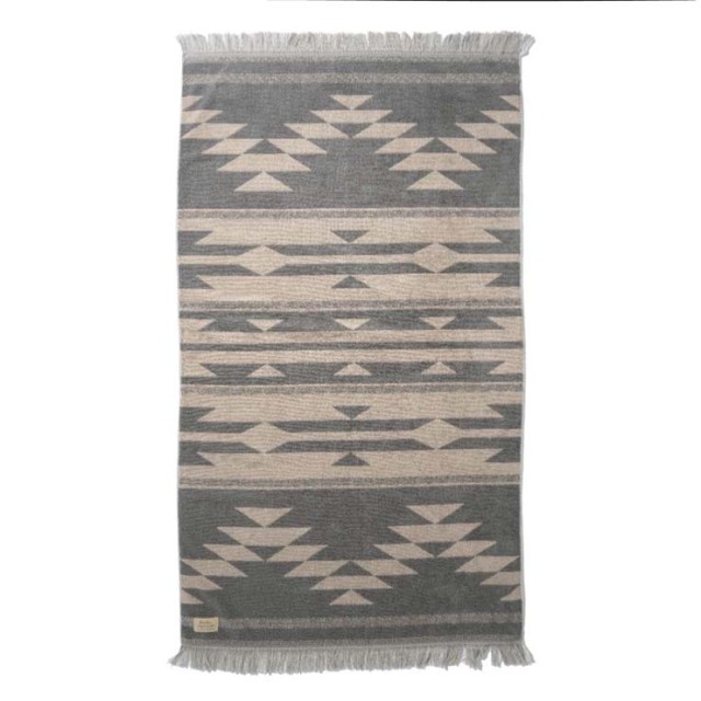 basshu今治コットンパイルブランケット Native Motif BEIGE　888005