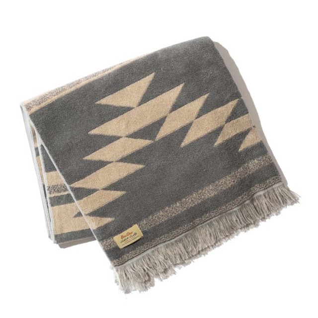 basshu今治コットンパイルブランケット Native Motif BEIGE　888005