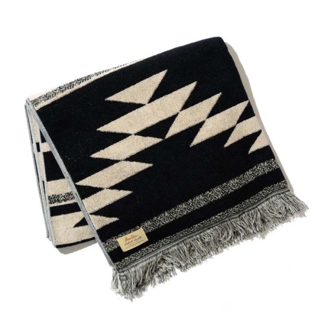 basshu今治コットンパイルブランケット Native Motif BLACK　888006