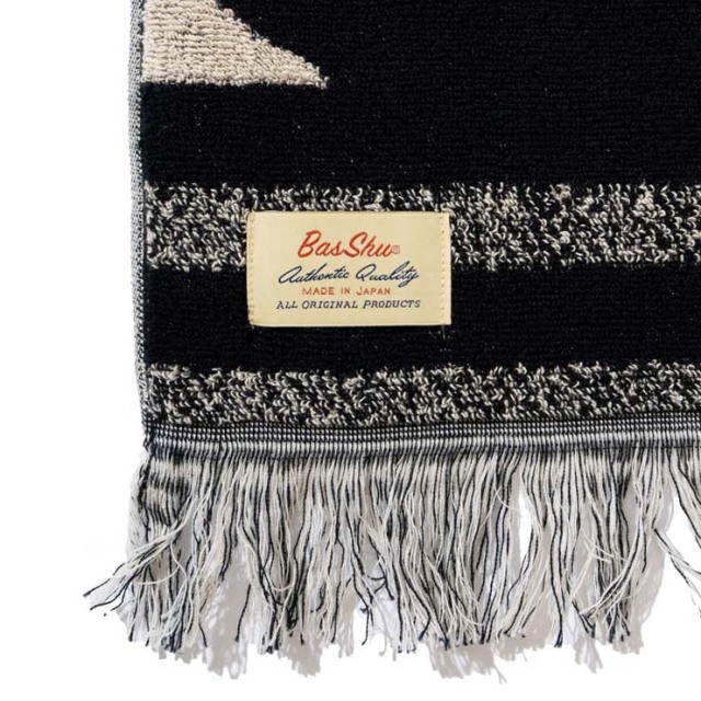 basshu今治コットンパイルブランケット Native Motif BLACK　888006