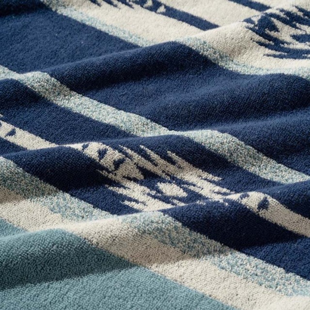 basshu今治コットンパイルブランケット Native Border BLUE Lサイズ　888007