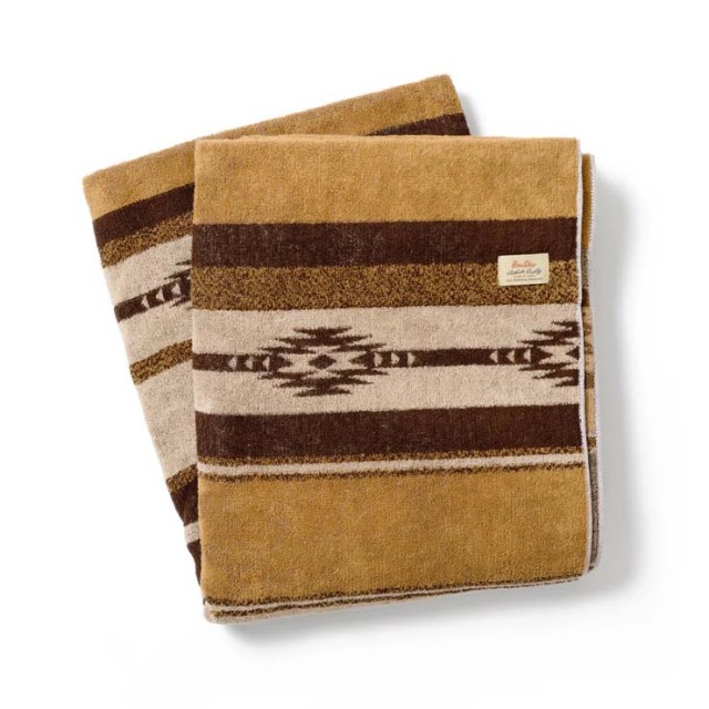 basshu今治コットンパイルブランケット Native Border BROWN Lサイズ　888008