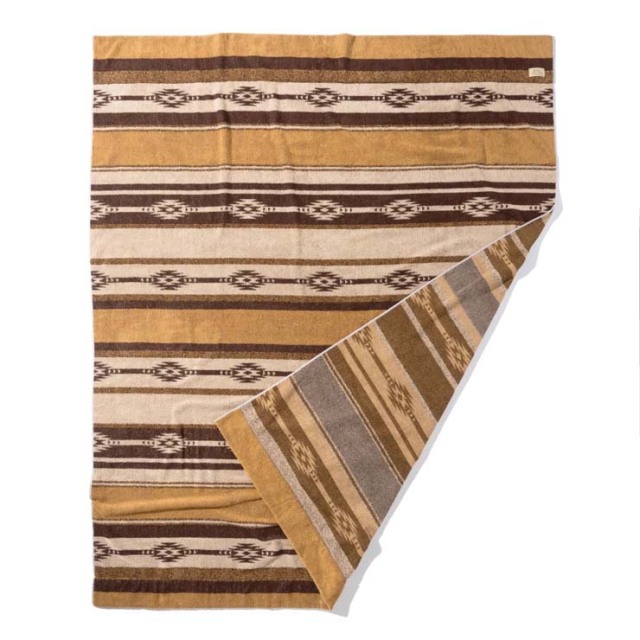 basshu今治コットンパイルブランケット Native Border BROWN Lサイズ　888008