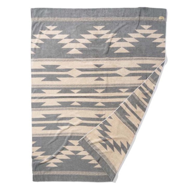 basshu今治コットンパイルブランケット Native Motif BEIGE Lサイズ　888009