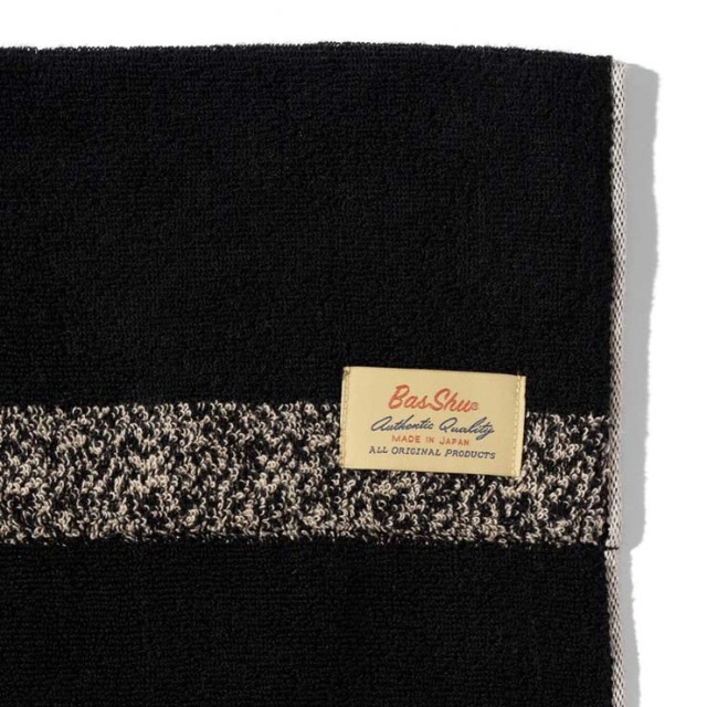 basshu今治コットンパイルブランケット Native Motif BLACK Lサイズ　888010