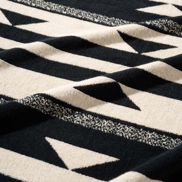 basshu今治コットンパイルブランケット Native Motif BLACK Lサイズ　888010