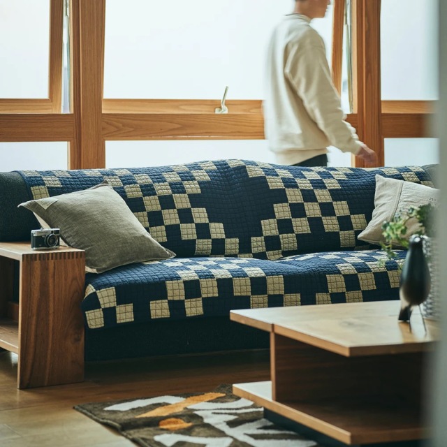 Basshu】 Patchwork Quilt Cover / NAVY 商品番号【888018】