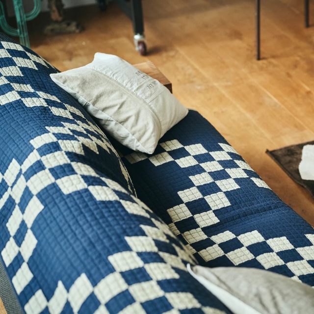 Basshu】 Patchwork Quilt Cover / NAVY 商品番号【888018】