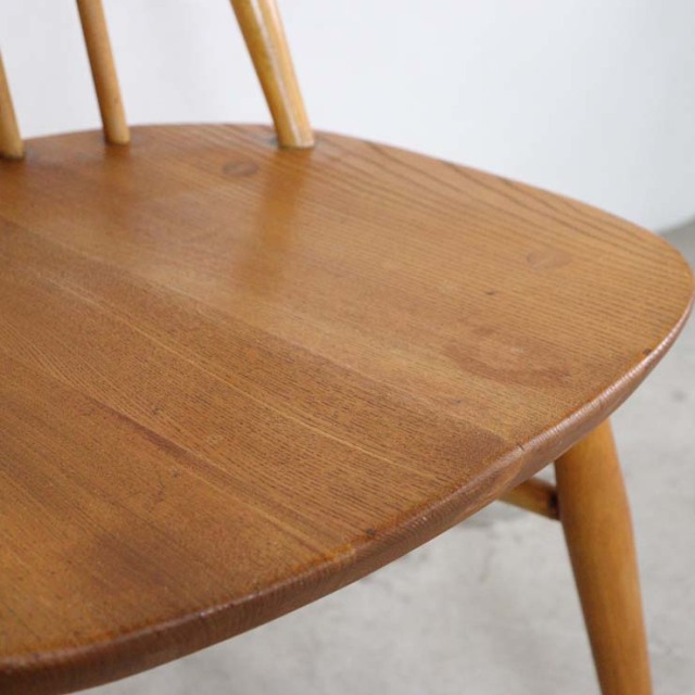 ナチュラルブラウンのすべて木製の背もたれが高いヴィンテージダイニングチェア、23147b