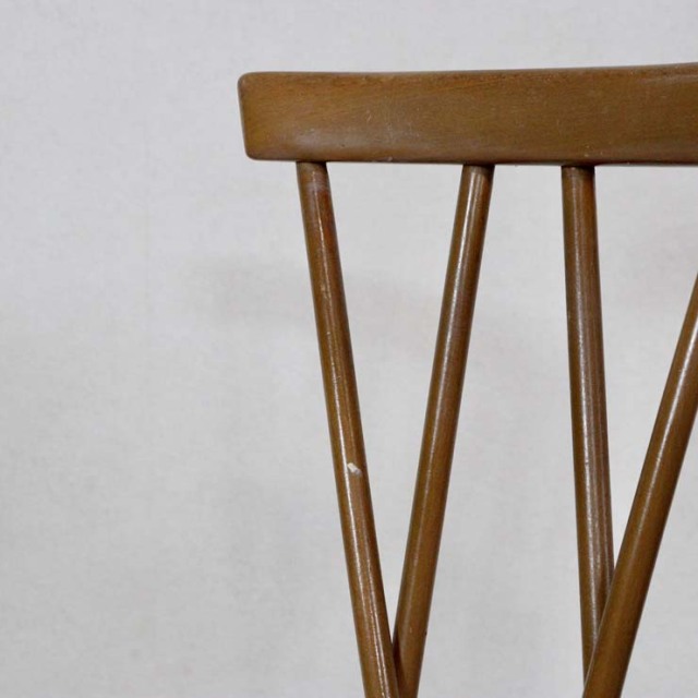 木製で背もたれが交差しているヴィンテージチェア、122040b