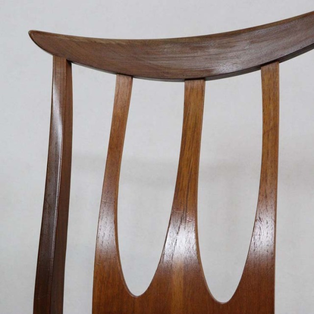 木製のヴィンテージダイニングチェア、茶色、座面はウール、022024a