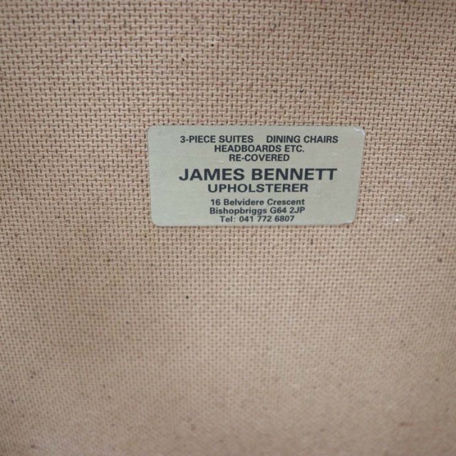 木製のヴィンテージダイニングチェア、茶色、座面はウール、022024c