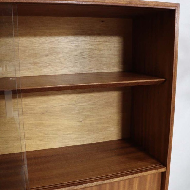 木製のヴィンテージブックケース、前面上部はガラスの引き戸、23155