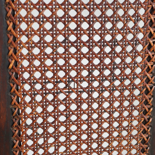 英国ヴィンテージのオーク材の籐製背もたれチェア