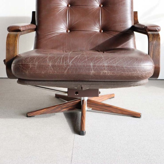 レア！60'sブラジルミッドセンチュリースタイルPatchedレザーチェア