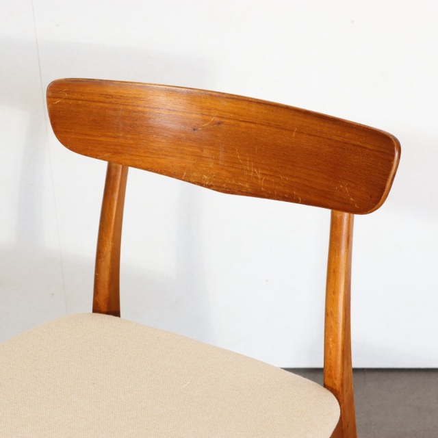美品☆北欧ヴィンテージ／チーク材ダイニングチェア／張り替え済⑤ 美品☆北欧ヴィンテージ／チーク材ダイニングチェア／張り替え済①