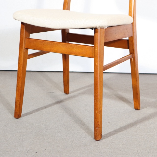 美品☆北欧ヴィンテージ／チーク材ダイニングチェア／張り替え済⑤ らしい。らしさ。】ヴィンテージデンマーク製ダイニングチェア 座面張