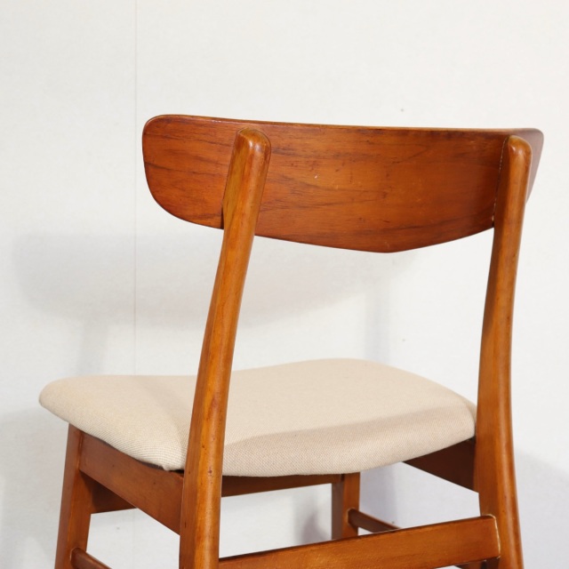 北欧ビンテージ家具　ダイニングチェア　木製椅子　チーク材　イギリス らしい。らしさ。】ヴィンテージデンマーク製ダイニングチェア 座面張