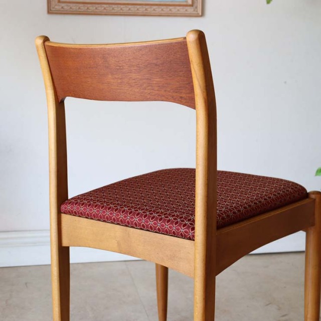 Vintage Teak Dining Chair with flower seat 2脚セット