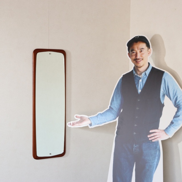 イケてる？イケてます！】 チーク材壁掛けミラー