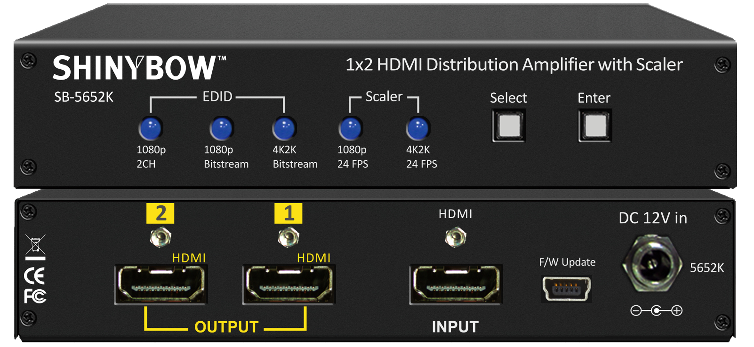■販売終了■　SHINYBOW（シャイニーボー）1入力2出力HDMI分配器　【型番】SB-5652K　※販売終了