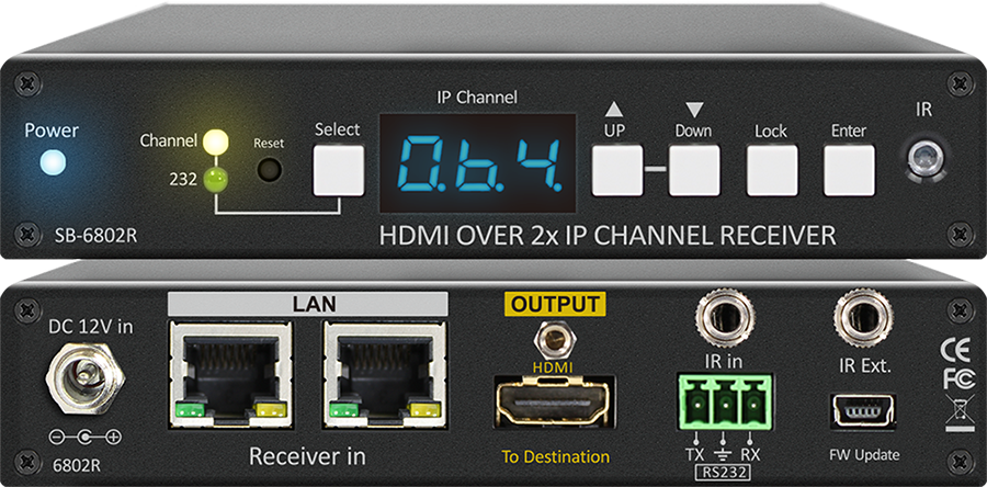 ■販売終了■　SHINYBOW（シャイニーボー）中継機能付きIP対応HDMI受信器　【型番】SB-6802R　※販売終了