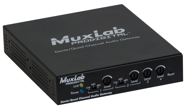 ■販売終了■　MuxLab（マックスラボ）4入力4出力Danteゲートウェイ　【型番】MUX-DA500765　※販売終了