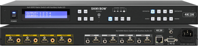 ■販売終了■　SHINYBOW（シャイニーボー）4入力4出力HDMI/AUDIOマトリックススイッチャー　【型番】SB-5645AK　※販売終了
