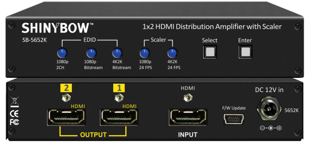 ■販売終了■　SHINYBOW（シャイニーボー）1入力2出力HDMI分配器　【型番】SB-5652K　※販売終了