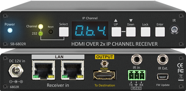 ■販売終了■　SHINYBOW（シャイニーボー）中継機能付きIP対応HDMI受信器　【型番】SB-6802R　※販売終了