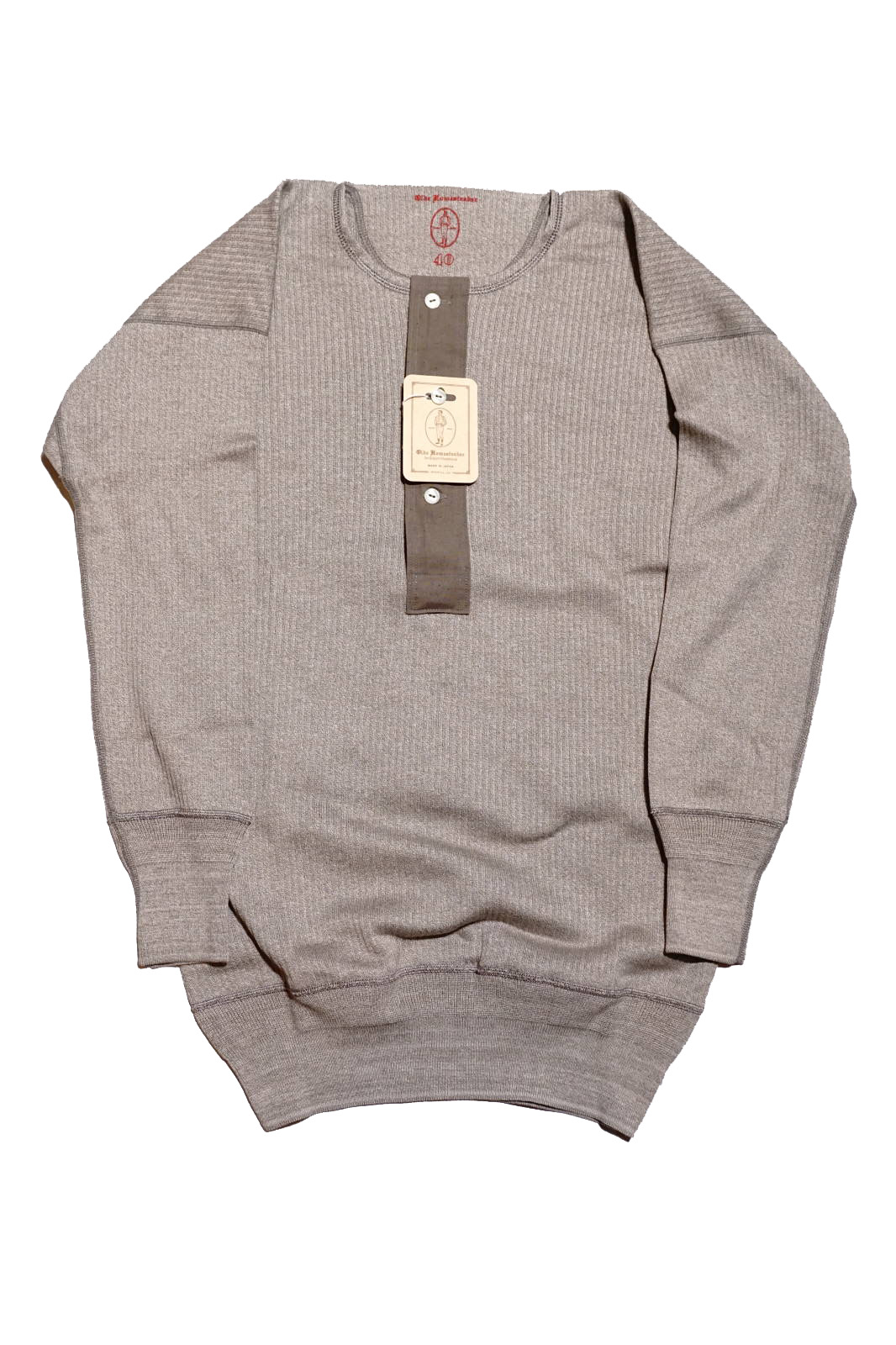 Olde Homesteader “Henley Neck Longsleeve” – Swedenish Army Rib – Mottled Grey