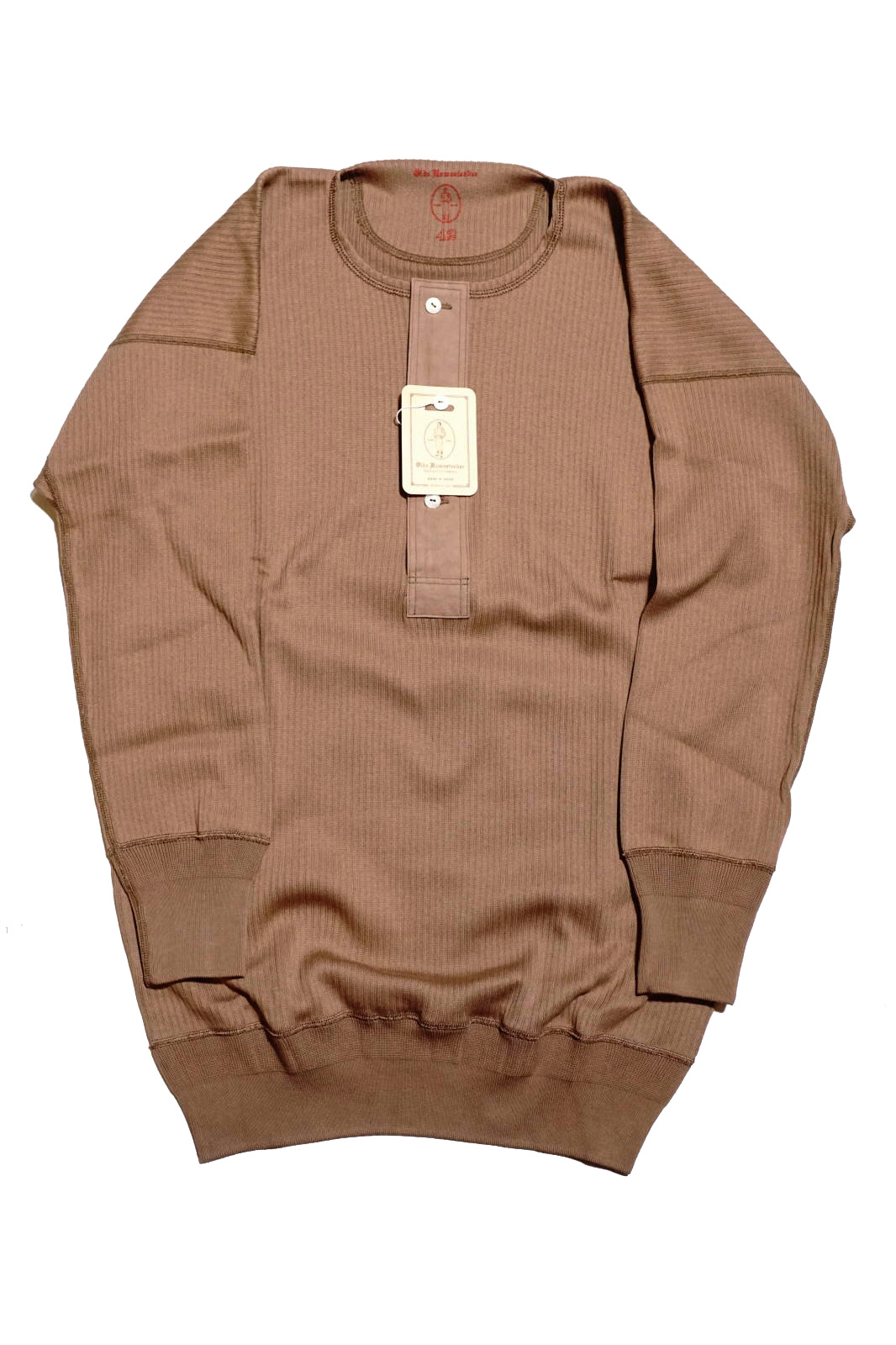Olde Homesteader “Henley Neck Longsleeve” – Swedenish Army Rib – Rustic Brown