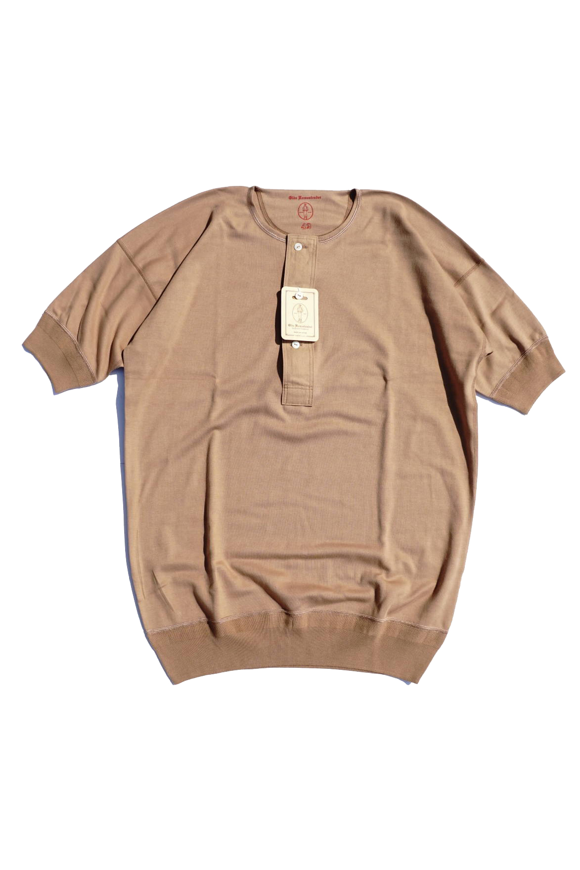 Olde Homesteader "Henley Neck Shortsleeve" - Interlock - Camel