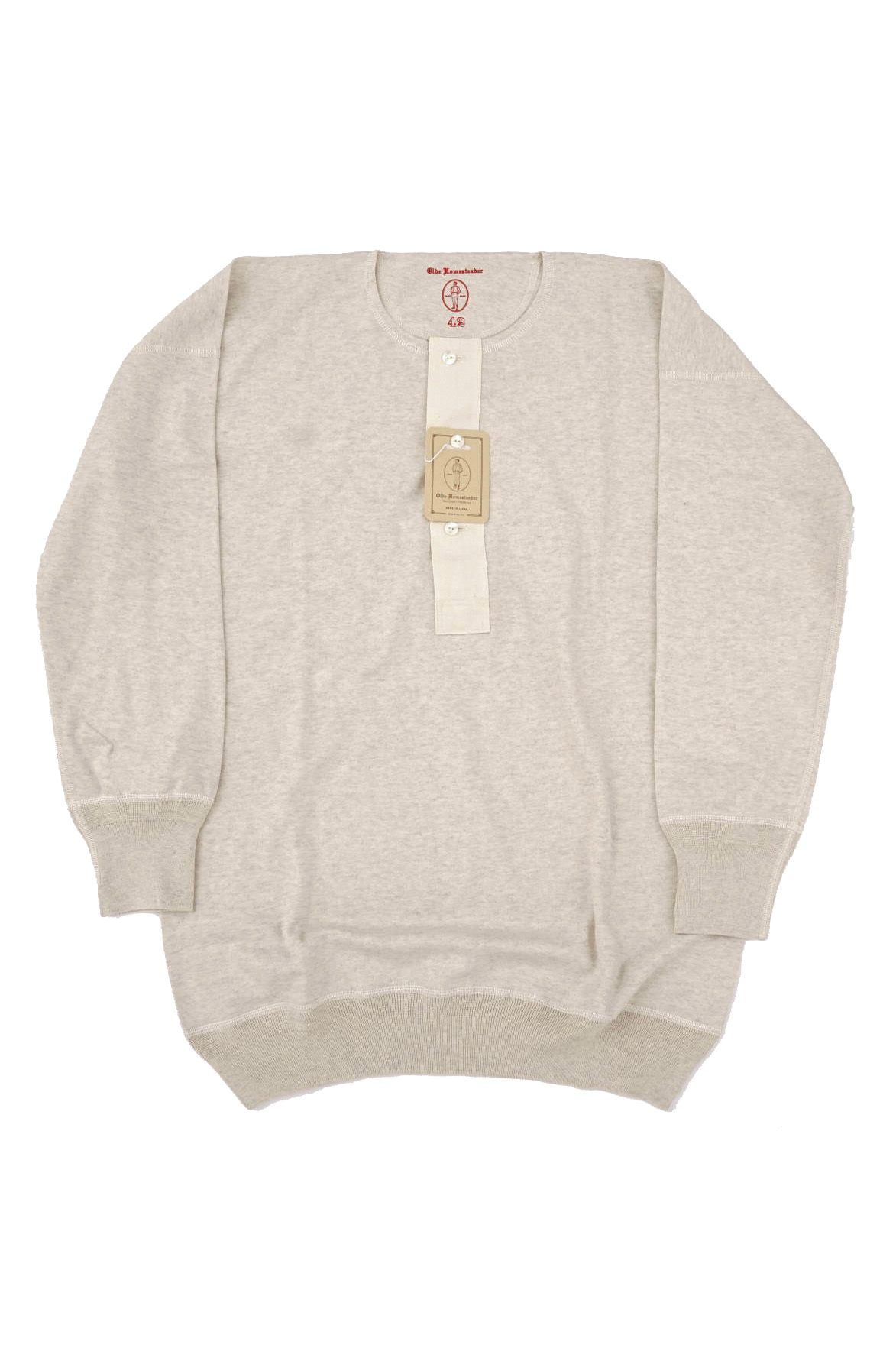 Olde Homesteader "Henley Neck Longsleeve" - Interlock - ECRU HEATHER