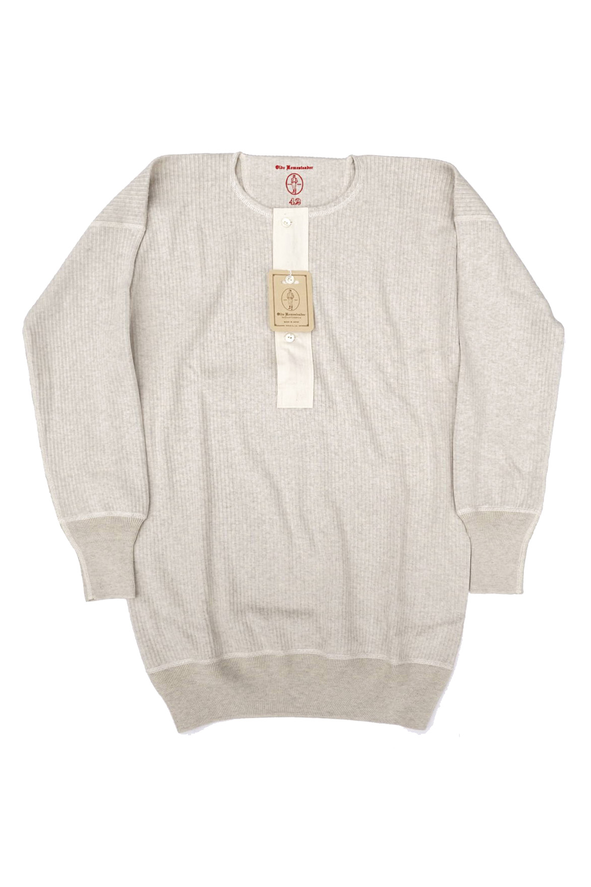 Olde Homesteader "Henley Neck Longsleeve" - Swedenish Army Rib - ECRU HEATHER