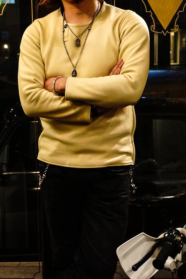 BAA COSTUME MFG. "MOLT" DEERSKIN LONG SLEEVE TEE CREAM