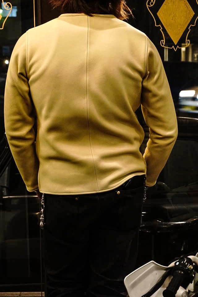 BAA COSTUME MFG. "MOLT" DEERSKIN LONG SLEEVE TEE CREAM