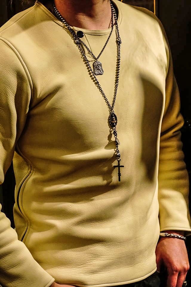 BAA COSTUME MFG. "MOLT" DEERSKIN LONG SLEEVE TEE CREAM